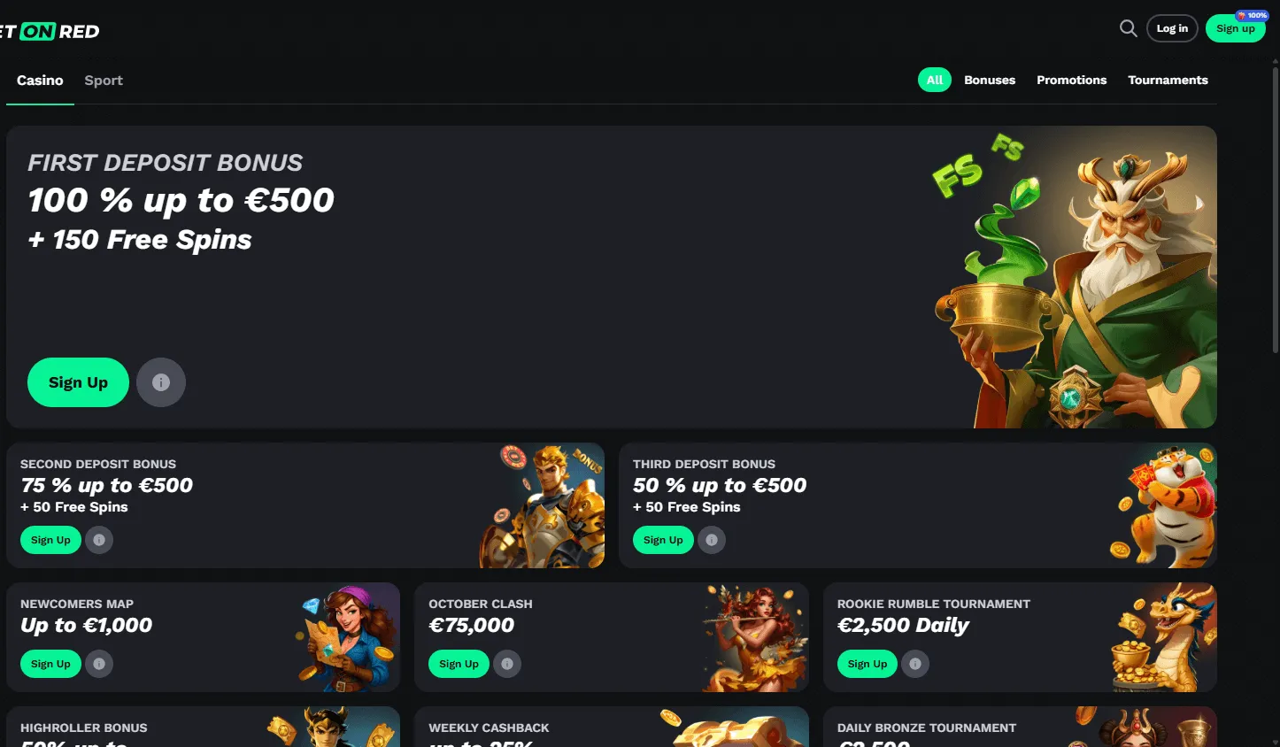 Betonred Casino desktop promotions screen