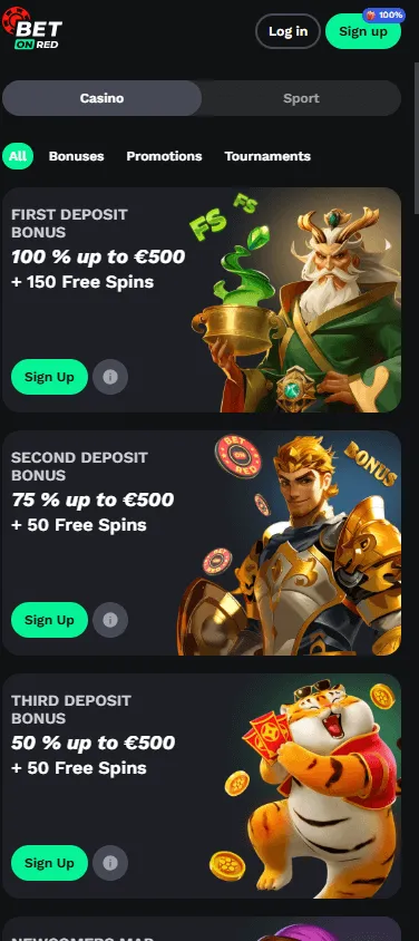 Betonred Casino mobile promotions screen